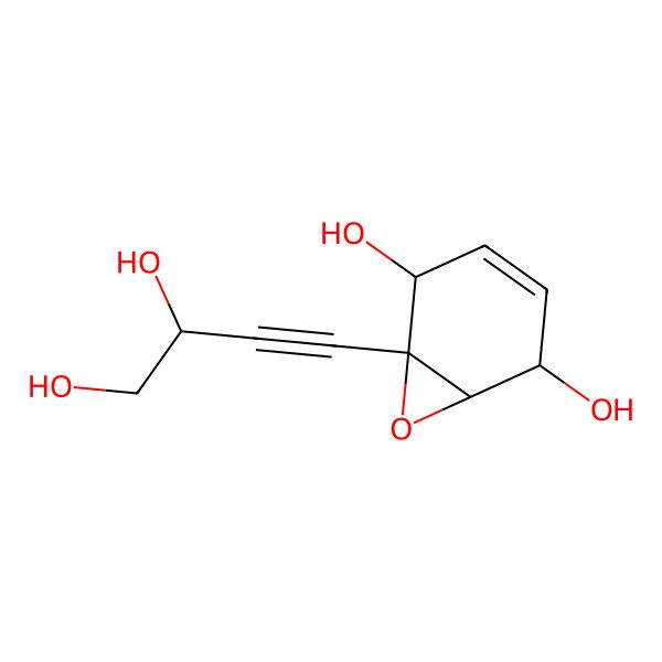 2D Structure of (1S,2S,5S,6R)-1-[(3R)-3,4-dihydroxybut-1-ynyl]-7-oxabicyclo[4.1.0]hept-3-ene-2,5-diol