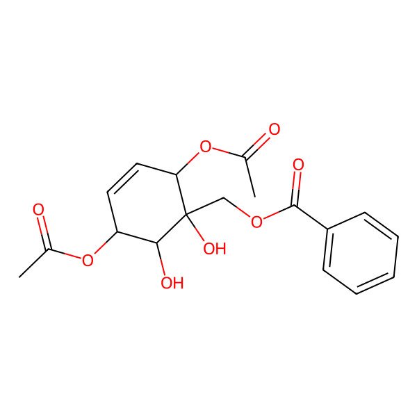 2D Structure of [(1S,2S,5S,6R)-2,5-diacetyloxy-1,6-dihydroxycyclohex-3-en-1-yl]methyl benzoate