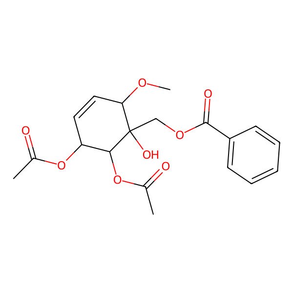 2D Structure of [(1S,2S,5S,6R)-5,6-diacetyloxy-1-hydroxy-2-methoxycyclohex-3-en-1-yl]methyl benzoate