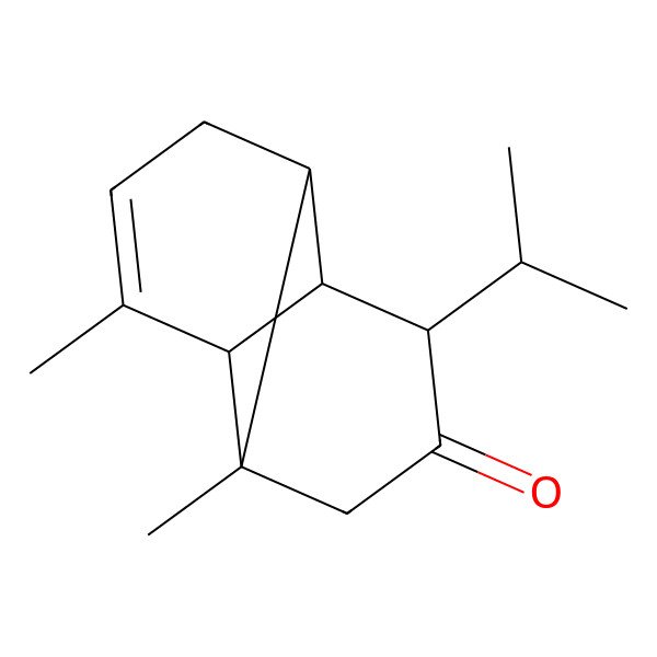 2D Structure of (1S,2S,5S,6S,7S)-2,8-dimethyl-5-propan-2-yltricyclo[4.4.0.02,7]dec-8-en-4-one