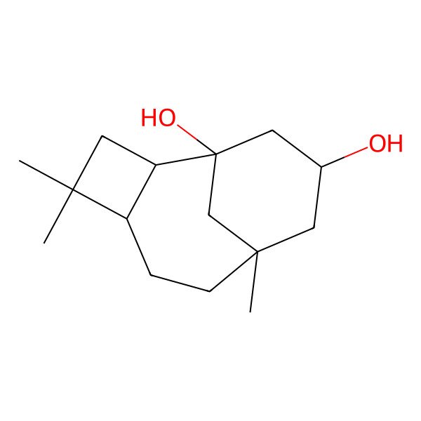 2D Structure of (1S,2S,5S,8R,10S)-4,4,8-trimethyltricyclo[6.3.1.02,5]dodecane-1,10-diol