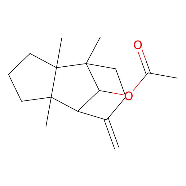 2D Structure of [(1S,2S,6S,7R,11S)-1,2,6-trimethyl-8-methylidene-11-tricyclo[5.3.1.02,6]undecanyl] acetate