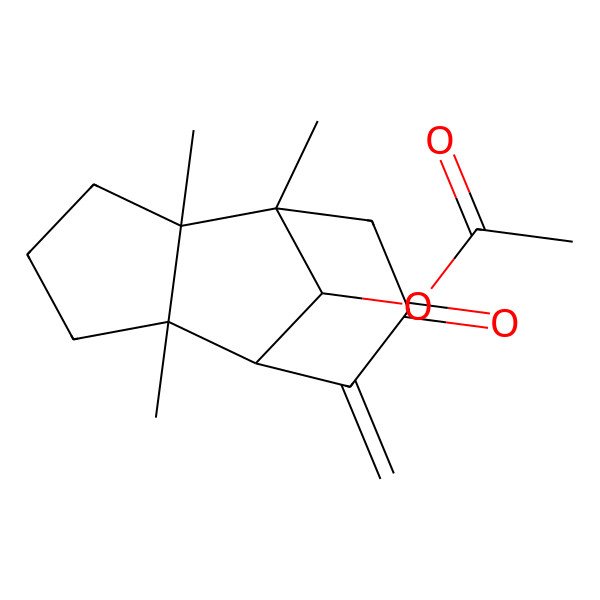 2D Structure of [(1S,2S,6S,7S,11S)-1,2,6-trimethyl-8-methylidene-9-oxo-11-tricyclo[5.3.1.02,6]undecanyl] acetate