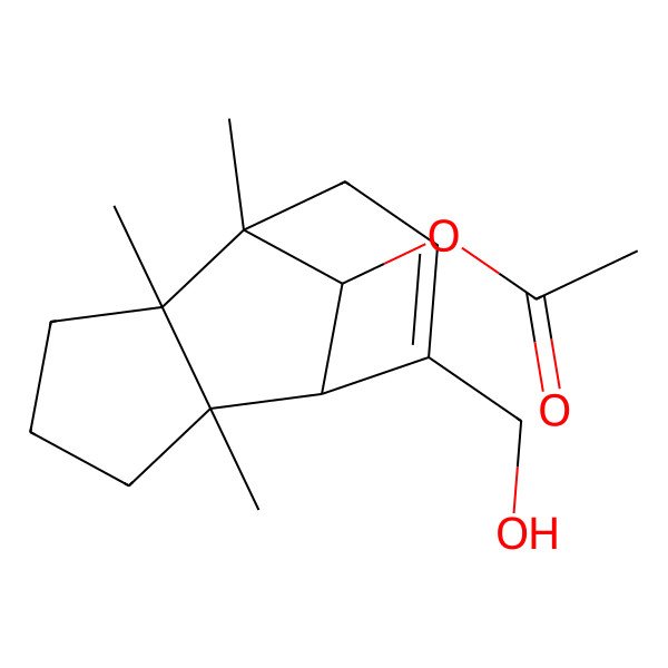 2D Structure of [(1S,2S,6S,7S,11S)-8-(hydroxymethyl)-1,2,6-trimethyl-11-tricyclo[5.3.1.02,6]undec-8-enyl] acetate