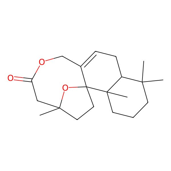 2D Structure of (1S,2S,7S,15S)-2,6,6,15-tetramethyl-12,18-dioxatetracyclo[13.2.1.01,10.02,7]octadec-9-en-13-one