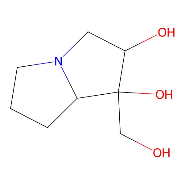 2D Structure of (1S,2S,8S)-1-(hydroxymethyl)-2,3,5,6,7,8-hexahydropyrrolizine-1,2-diol