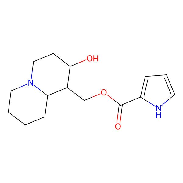 2D Structure of [(1S,2S,9aR)-2-hydroxy-2,3,4,6,7,8,9,9a-octahydro-1H-quinolizin-1-yl]methyl 1H-pyrrole-2-carboxylate