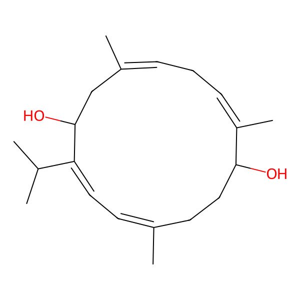 2D Structure of (1S,2Z,4E,8R,9E,12E)-5,9,13-trimethyl-2-propan-2-ylcyclotetradeca-2,4,9,12-tetraene-1,8-diol