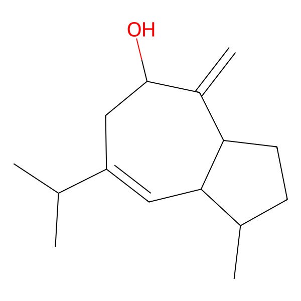 2D Structure of (1S,3aR,5S,8aS)-1-methyl-4-methylidene-7-propan-2-yl-2,3,3a,5,6,8a-hexahydro-1H-azulen-5-ol