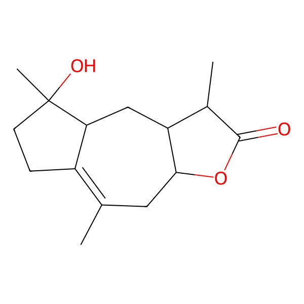 2D Structure of (1S,3aR,8R,8aR,9aR)-8-hydroxy-1,5,8-trimethyl-1,3a,4,6,7,8a,9,9a-octahydroazuleno[6,5-b]furan-2-one