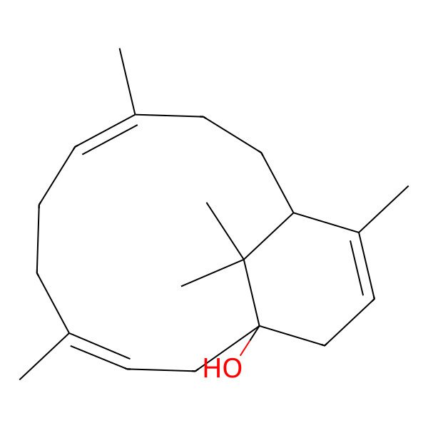 2D Structure of (1S,3E,7E,11R)-4,8,12,15,15-pentamethylbicyclo[9.3.1]pentadeca-3,7,12-trien-1-ol