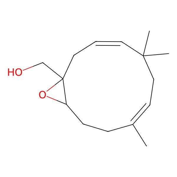 2D Structure of [(1S,3E,7E,11R)-5,5,8-trimethyl-12-oxabicyclo[9.1.0]dodeca-3,7-dien-1-yl]methanol