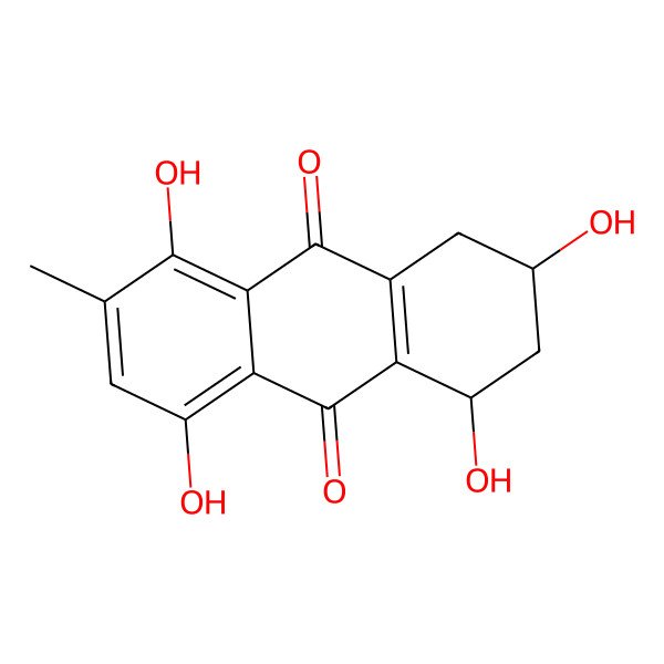 2D Structure of (1S,3R)-1,3,5,8-tetrahydroxy-6-methyl-1,2,3,4-tetrahydroanthracene-9,10-dione