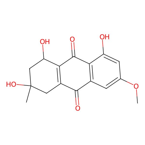 2D Structure of (1S,3R)-1,3,8-trihydroxy-6-methoxy-3-methyl-2,4-dihydro-1H-anthracene-9,10-dione
