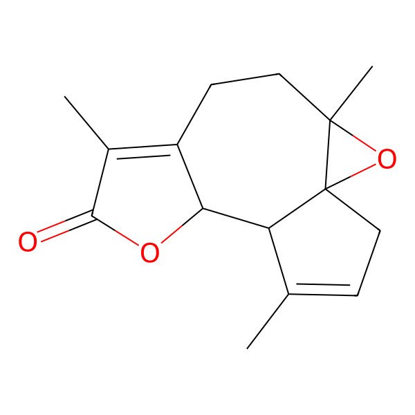 2D Structure of (1S,3R,10R,11R)-3,7,12-trimethyl-2,9-dioxatetracyclo[9.3.0.01,3.06,10]tetradeca-6,12-dien-8-one