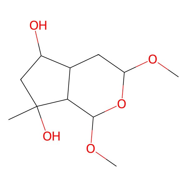 2D Structure of (1S,3R,4aR,5R,7S,7aS)-1,3-dimethoxy-7-methyl-3,4,4a,5,6,7a-hexahydro-1H-cyclopenta[c]pyran-5,7-diol