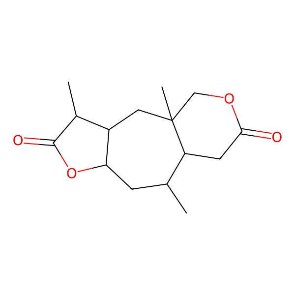 2D Structure of (1S,3R,4R,7S,9R,10S)-1,4,9-trimethyl-6,13-dioxatricyclo[8.4.0.03,7]tetradecane-5,12-dione
