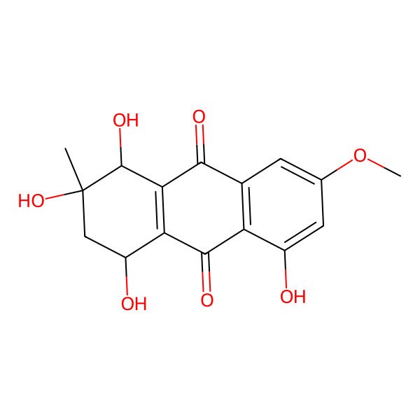 2D Structure of (1S,3R,4S)-1,3,4,8-tetrahydroxy-6-methoxy-3-methyl-2,4-dihydro-1H-anthracene-9,10-dione