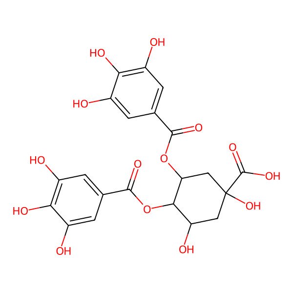 2D Structure of (1S,3R,4S,5R)-1,3-dihydroxy-4,5-bis[(3,4,5-trihydroxybenzoyl)oxy]cyclohexane-1-carboxylic acid