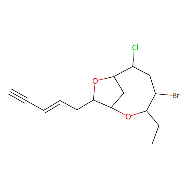 2D Structure of (1S,3R,4S,6S,7S,9R)-4-bromo-6-chloro-3-ethyl-9-[(E)-pent-2-en-4-ynyl]-2,8-dioxabicyclo[5.2.1]decane