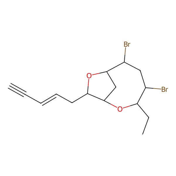 2D Structure of (1S,3R,4S,6S,7S,9R)-4,6-dibromo-3-ethyl-9-[(E)-pent-2-en-4-ynyl]-2,8-dioxabicyclo[5.2.1]decane