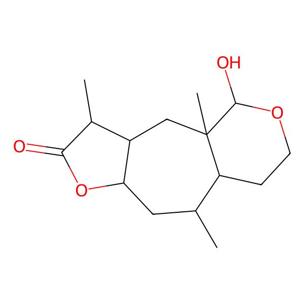 2D Structure of (1S,3R,4S,7R,9S,10S,14R)-14-hydroxy-1,4,9-trimethyl-6,13-dioxatricyclo[8.4.0.03,7]tetradecan-5-one
