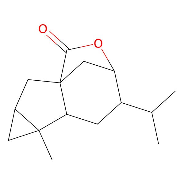 2D Structure of (1S,3R,5R,6S,8S,9R)-5-methyl-8-propan-2-yl-10-oxatetracyclo[7.2.1.01,6.03,5]dodecan-11-one