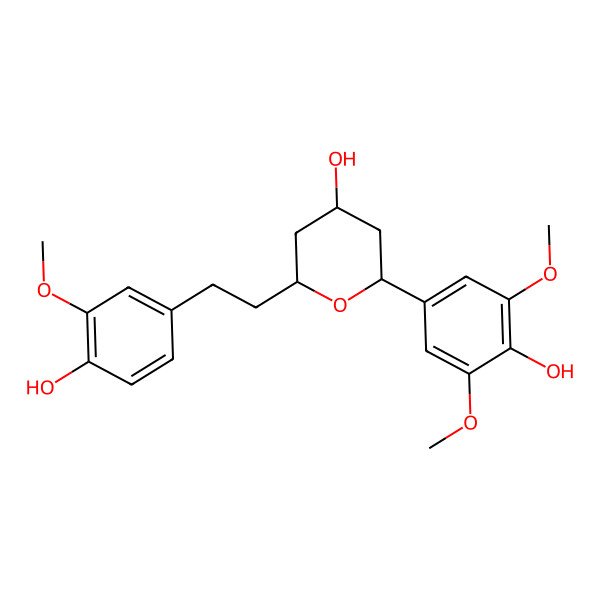 2D Structure of (1s,3r,5s)-1,5-Epoxy-1-(4-hydroxy-3,5-dimethoxyphenyl)-7-(4-hydroxy-3-methoxyphenyl)heptan-3-ol