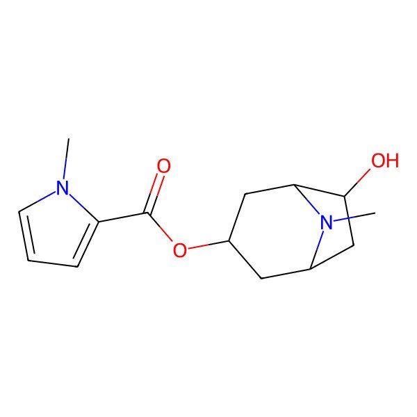 2D Structure of [(1S,3R,5S,6R)-6-hydroxy-8-methyl-8-azabicyclo[3.2.1]octan-3-yl] 1-methylpyrrole-2-carboxylate