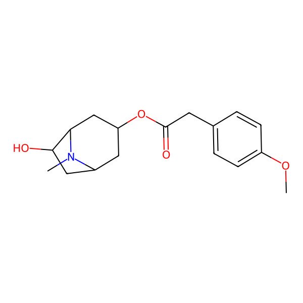 2D Structure of [(1S,3R,5S,6R)-6-hydroxy-8-methyl-8-azabicyclo[3.2.1]octan-3-yl] 2-(4-methoxyphenyl)acetate