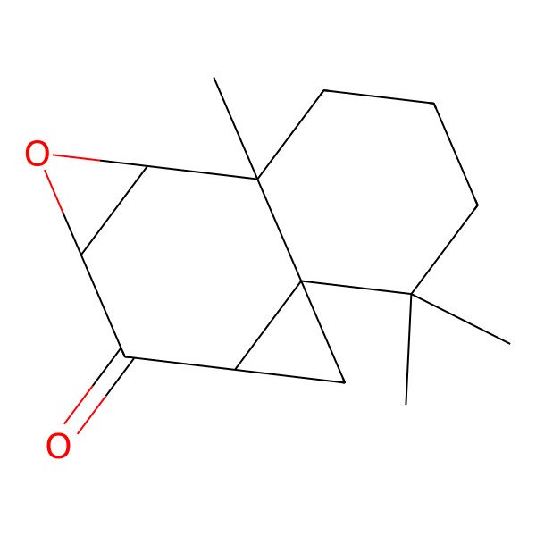 2D Structure of (1S,3R,5S,7S,8R)-8,12,12-trimethyl-6-oxatetracyclo[6.4.0.01,3.05,7]dodecan-4-one