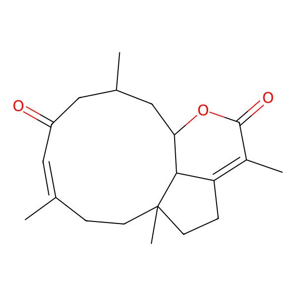 2D Structure of (1S,3R,6Z,10S,17S)-3,7,10,14-tetramethyl-16-oxatricyclo[8.6.1.013,17]heptadeca-6,13-diene-5,15-dione