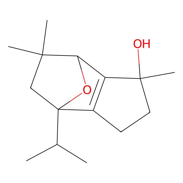 2D Structure of (1S,3R,7S)-3,9,9-trimethyl-7-propan-2-yl-10-oxatricyclo[5.2.1.02,6]dec-2(6)-en-3-ol