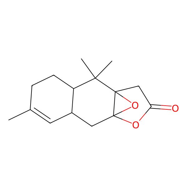 2D Structure of (1S,3R,8S,10S)-2,2,6-trimethyl-11,14-dioxatetracyclo[8.3.1.01,10.03,8]tetradec-6-en-12-one