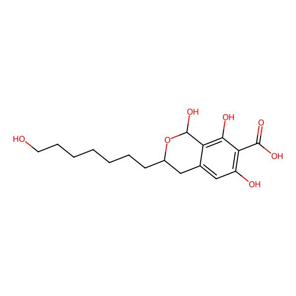 2D Structure of (1S,3S)-1,6,8-trihydroxy-3-(7-hydroxyheptyl)isochroman-7-carboxylic acid