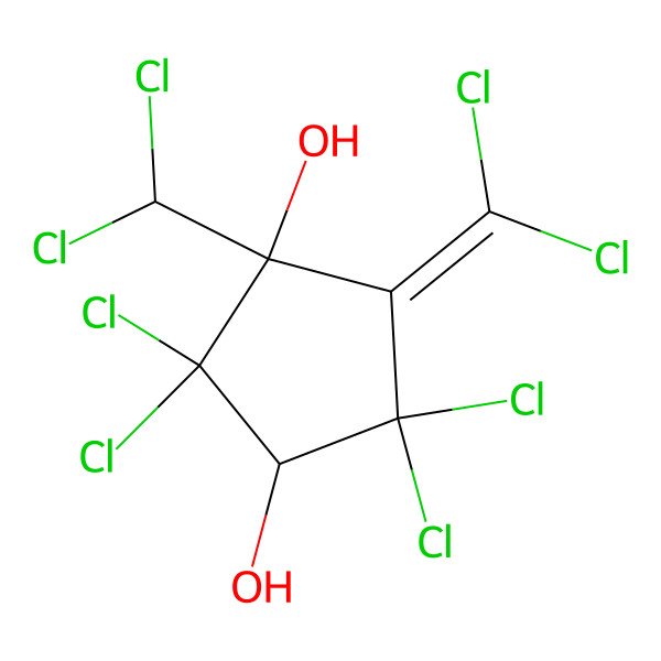 2D Structure of (1S,3S)-2,2,4,4-tetrachloro-1-(dichloromethyl)-5-(dichloromethylidene)cyclopentane-1,3-diol