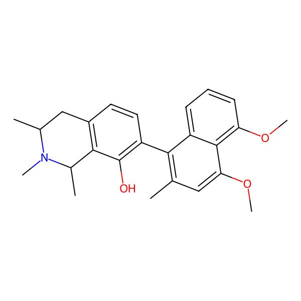 2D Structure of (1S,3S)-7-(4,5-dimethoxy-2-methylnaphthalen-1-yl)-1,2,3-trimethyl-3,4-dihydro-1H-isoquinolin-8-ol 2D Structure of (1S,3S)-7-(4,5-dimethoxy-2-methylnaphthalen-1-yl)-1,2,3-trimethyl-3,4-dihydro-1H-isoquinolin-8-ol