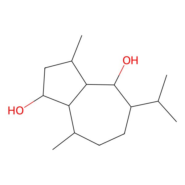 2D Structure of (1S,3S,3aS,4R,5S,8S,8aS)-3,8-dimethyl-5-propan-2-yl-1,2,3,3a,4,5,6,7,8,8a-decahydroazulene-1,4-diol