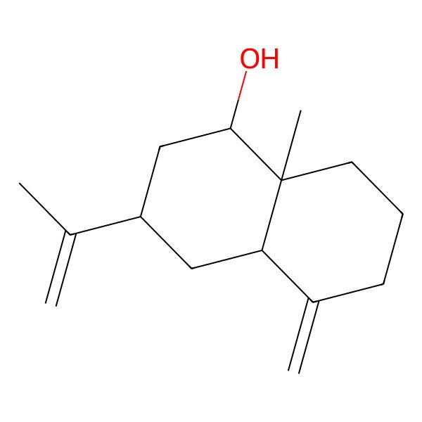2D Structure of (1S,3S,4aS,8aS)-8a-methyl-5-methylidene-3-prop-1-en-2-yl-1,2,3,4,4a,6,7,8-octahydronaphthalen-1-ol