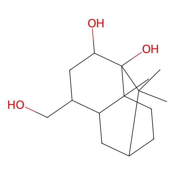 2D Structure of (1S,3S,4S,6R,7R,8R)-6-(hydroxymethyl)-2,2,8-trimethyltricyclo[5.3.1.03,8]undecane-3,4-diol