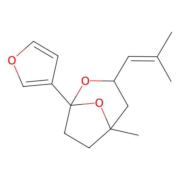 2D Structure of (1S,3S,5S)-1-(furan-3-yl)-5-methyl-3-(2-methylprop-1-enyl)-2,8-dioxabicyclo[3.2.1]octane