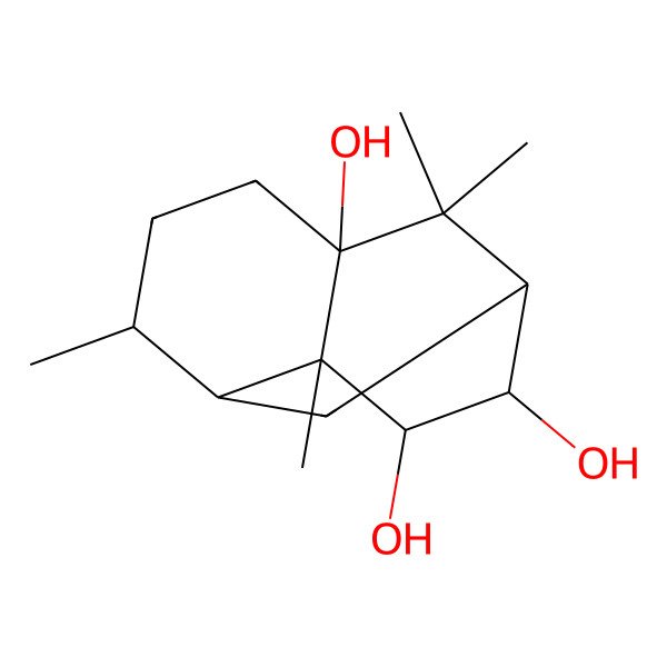 2D Structure of (1S,3S,6R,7R,8S,9R,10S)-2,2,6,8-tetramethyltricyclo[5.3.1.03,8]undecane-3,9,10-triol