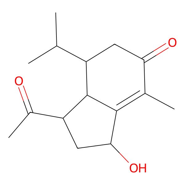 2D Structure of (1S,3S,7S,7aR)-1-acetyl-3-hydroxy-4-methyl-7-propan-2-yl-1,2,3,6,7,7a-hexahydroinden-5-one