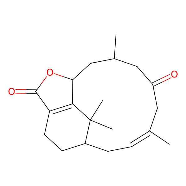 2D Structure of (1S,3S,7Z,10R)-3,7,17,17-tetramethyl-15-oxatricyclo[8.5.2.013,16]heptadeca-7,13(16)-diene-5,14-dione