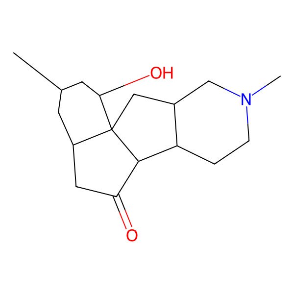 2D Structure of (1S,3S,8S,9R,12S,14R,16S)-16-Hydroxy-5,14-dimethyl-5-azatetracyclo[7.7.0.01,12.03,8]hexadecan-10-one