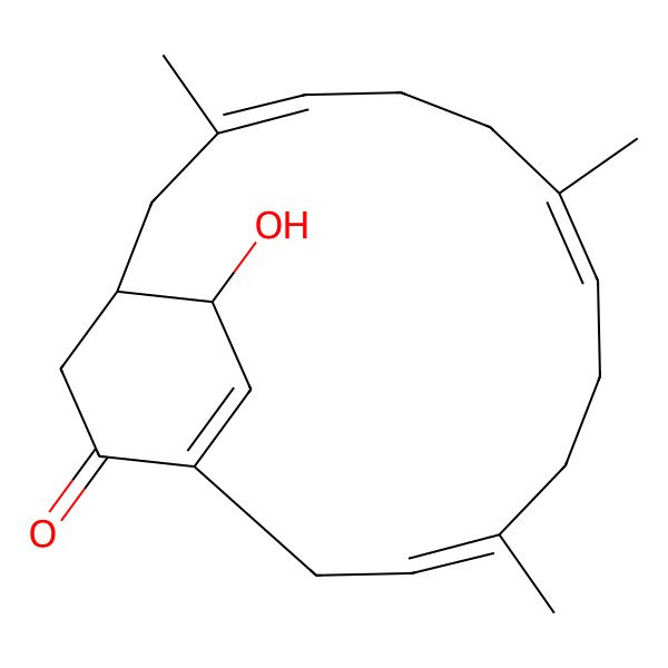2D Structure of (1S,3Z,7E,11E,17R)-17-hydroxy-3,7,11-trimethylbicyclo[12.2.2]octadeca-3,7,11,14(18)-tetraen-15-one