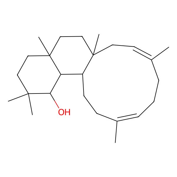 2D Structure of (1S,3Z,7E,11R,12R,13S,17S)-1,4,8,14,14,17-hexamethyltricyclo[9.8.0.012,17]nonadeca-3,7-dien-13-ol