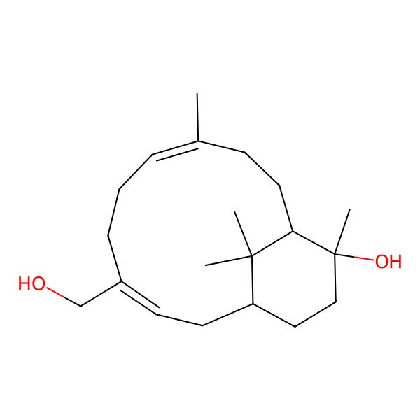 2D Structure of (1S,3Z,7E,11S,12S)-4-(hydroxymethyl)-8,12,15,15-tetramethylbicyclo[9.3.1]pentadeca-3,7-dien-12-ol