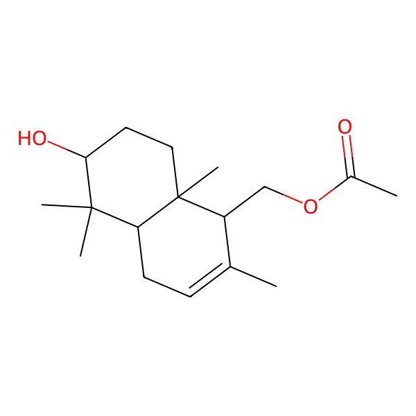 2D Structure of [(1S,4aR,6S,8aS)-6-hydroxy-2,5,5,8a-tetramethyl-1,4,4a,6,7,8-hexahydronaphthalen-1-yl]methyl acetate