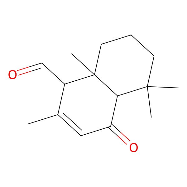 2D Structure of (1S,4aR,8aS)-2,5,5,8a-tetramethyl-4-oxo-4a,6,7,8-tetrahydro-1H-naphthalene-1-carbaldehyde
